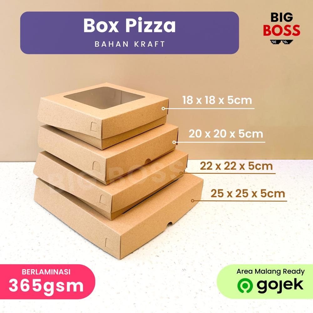 Dus Box Pizza Brownies 25x25x5 Coklat Laminasi / Kotak Cake Kue Roti / Box Puff Pastry Jendela