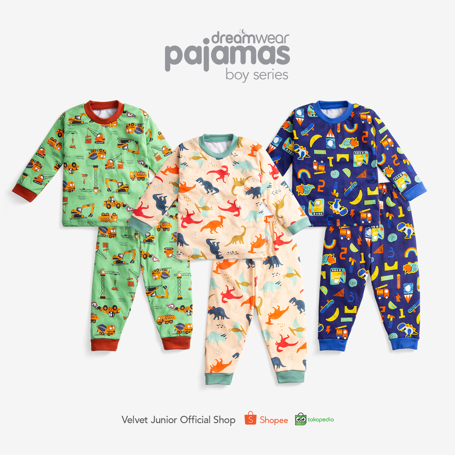 NEW Paket Hemat Bundle 3 Velvet Junior Big Size Anak 2-10 th Dreamwear Piyama Jumbo - Piyama Katun