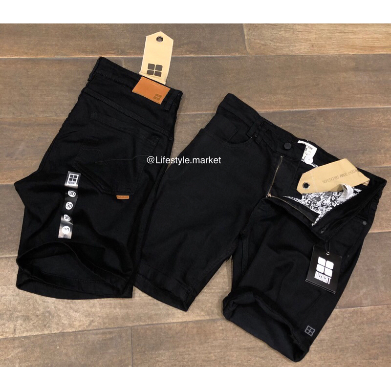 Celana Insight Pendek Jeans Denim Tapper Men Walkshort Denim Black