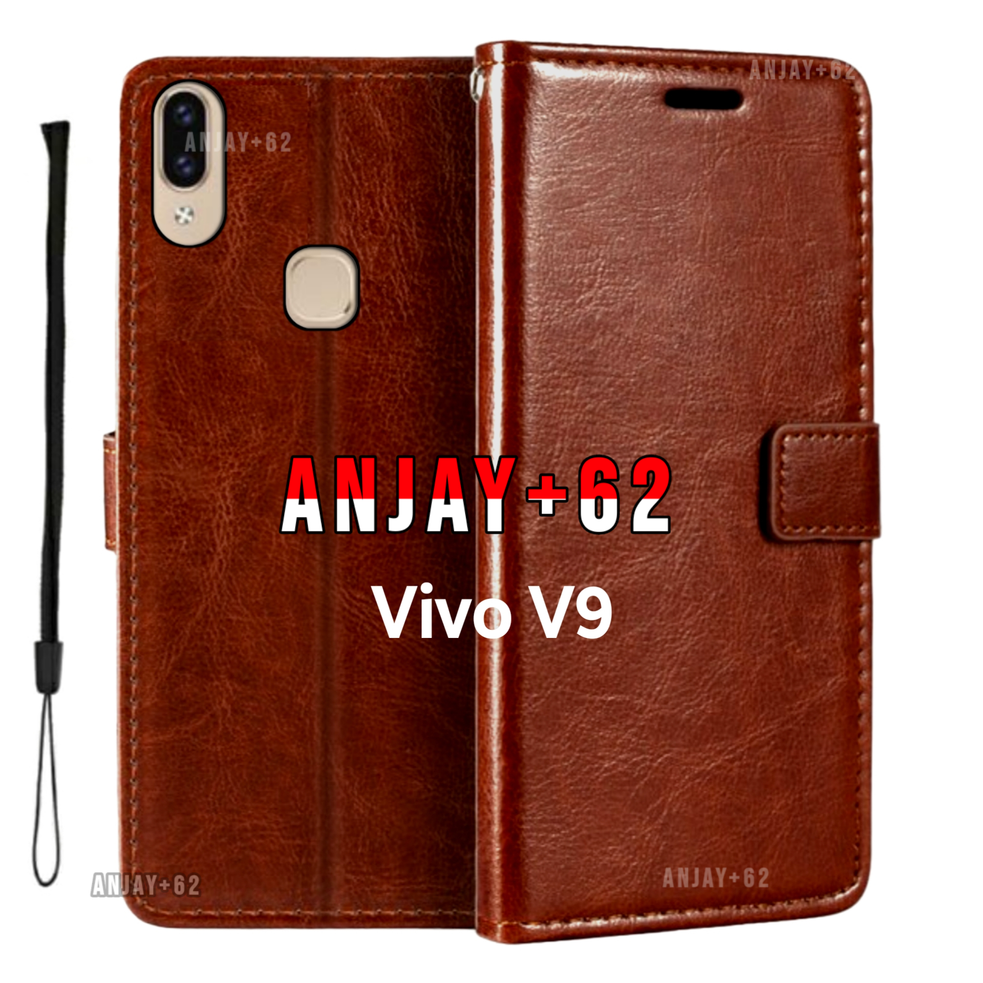 Vivo V9 (1723) 6.3in FLIP Casing hp PU - sarung dompet kulit case wallet untuk hp