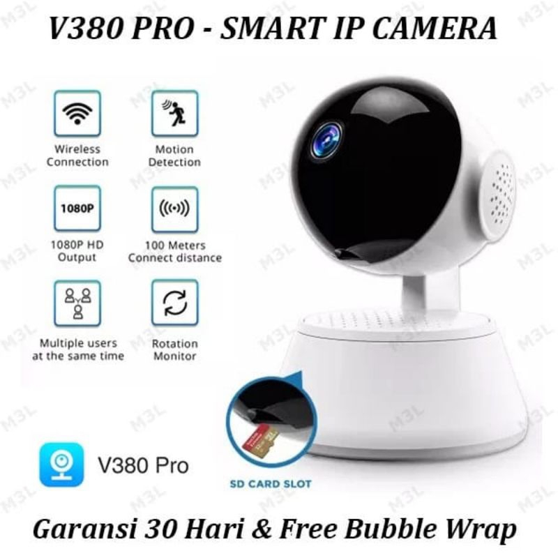 IP Camera Mini Wifi V380PRO 8MP Nirkabel Audio 1080HD