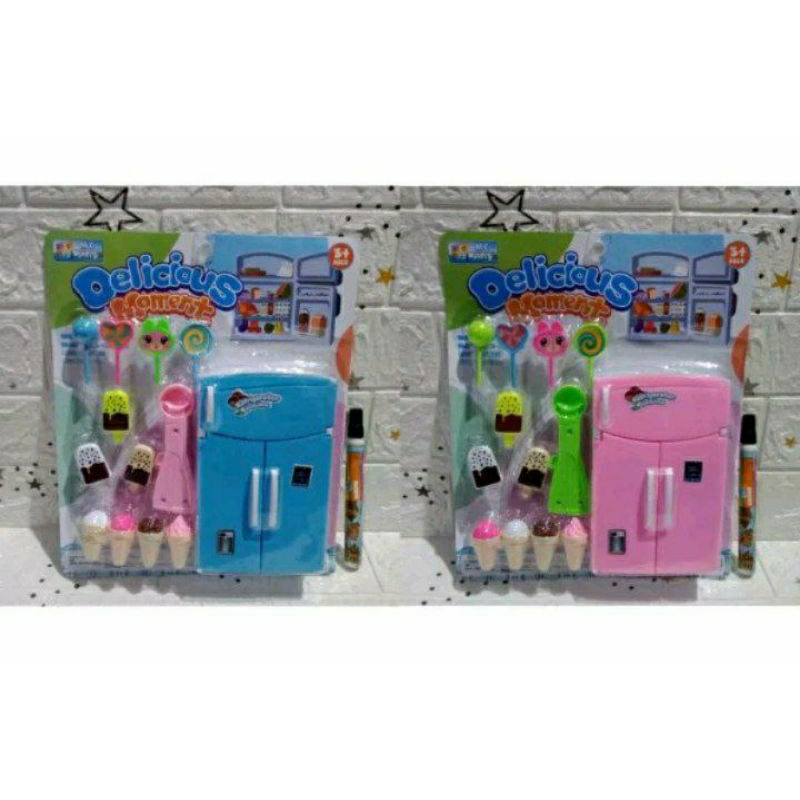 MAINAN Kulkas 2 pintu + es krim/mainan kulkas