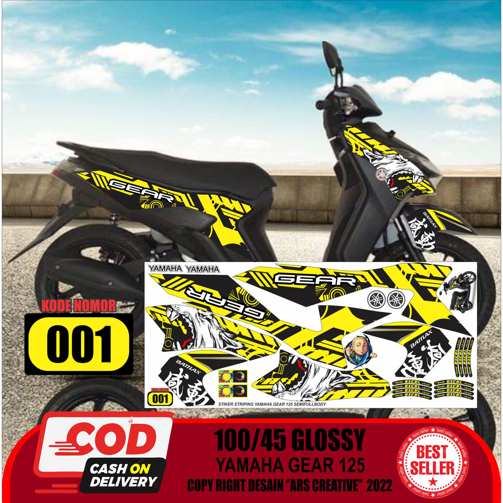 Sticker decal striping yamaha Gear variasi printing semua ready packing aman