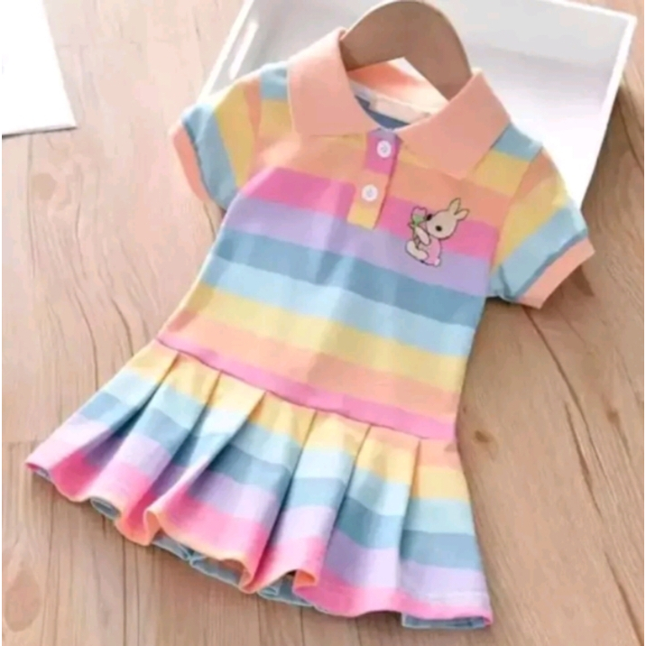 PROMO BAJU DRESS PELANGI ANAK ANAK 1-6 TAHUN PAKAIAN PEREMUPAN ANAK DRESS PELANGI