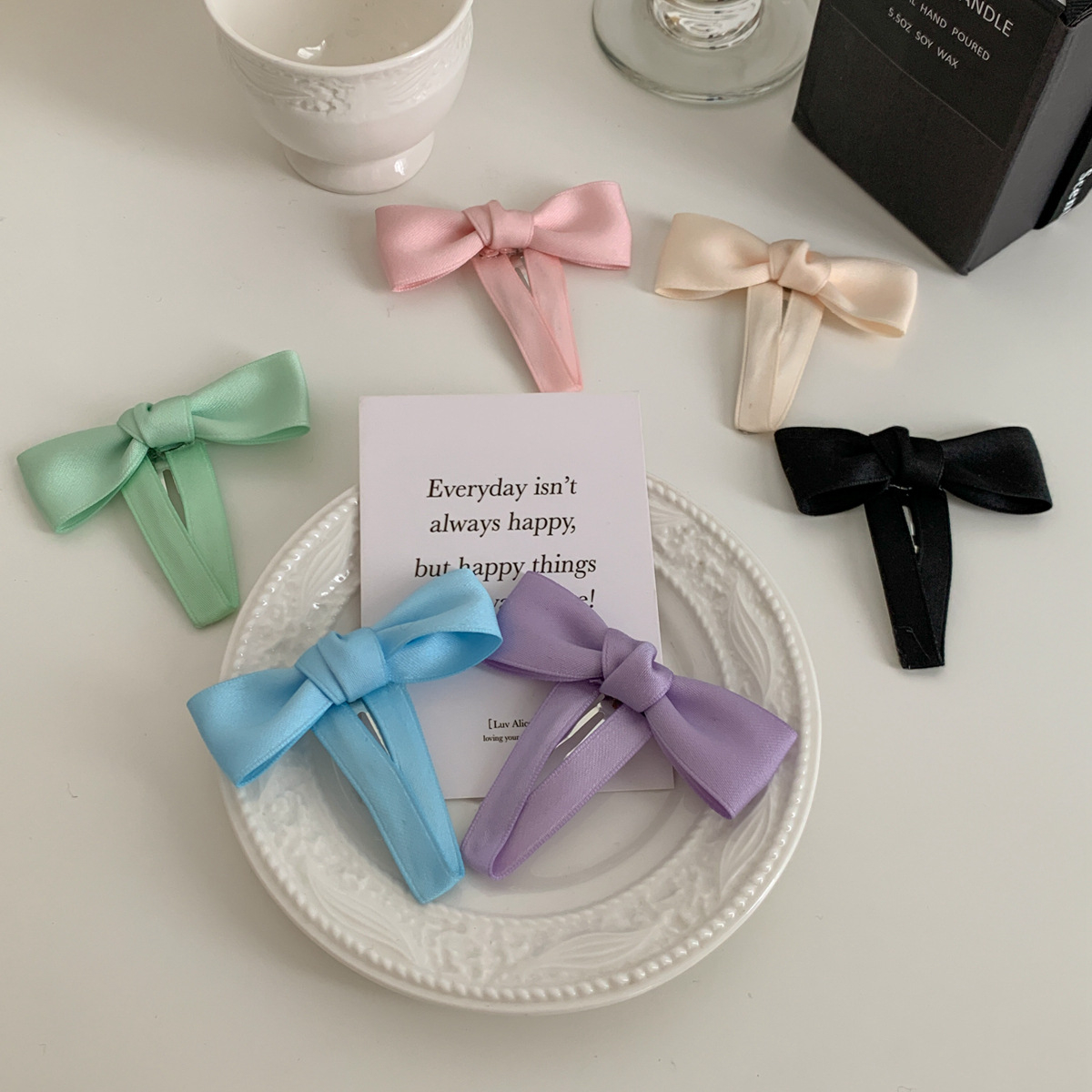 PREMIUM CANDY COLOR SATIN BOW HAIR CLIP CUTE GIRL BANGS BB BOBBY PIN JEPIT RAMBUT PONI WARNA SOFT LEMBUT PITA RIBBON KPOP KOREA KOREA AKSESORIS JEPITAN KECIL HIGH QUALITY GIRL GIRLY ANAK WANITA FAIRY