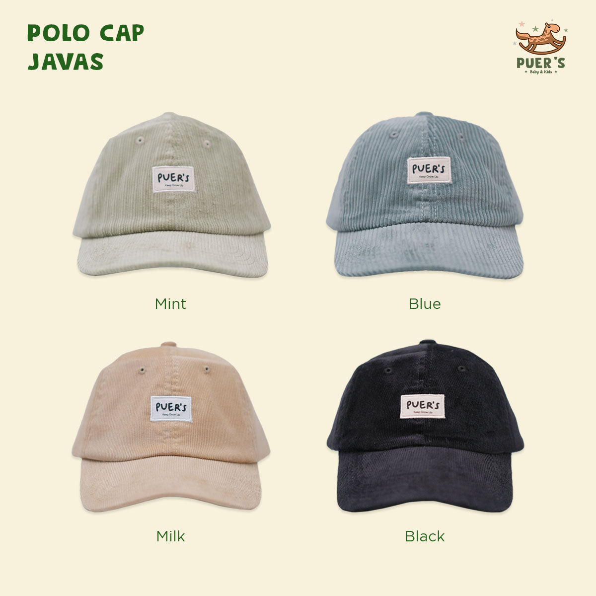 TOPI ANAK  (TOPI BASEBALL ANAK / POLO CAP ANAK) KIDS HAT PUER'S BASEBALL CAP ANAK JAVAS