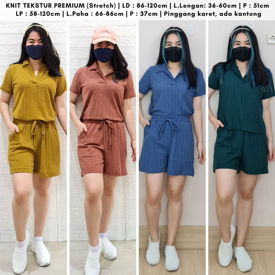4414 swings collar short knit one set polos rib shirt premium