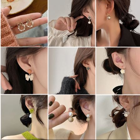 Anting Wanita Sterling Silver Kait Gantung Rumbai Aksesoris Import Korea Anting Fashion Perhiasan Mutiara Elegan