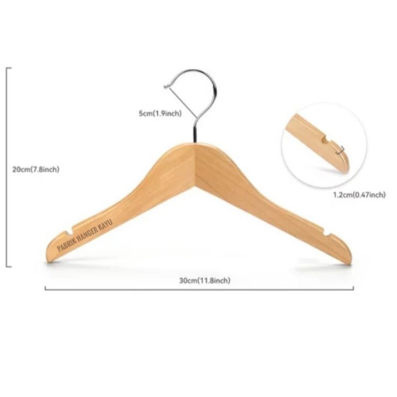 HANGER KAYU ANAK NATURAL 1 LUSIN (12PCS)