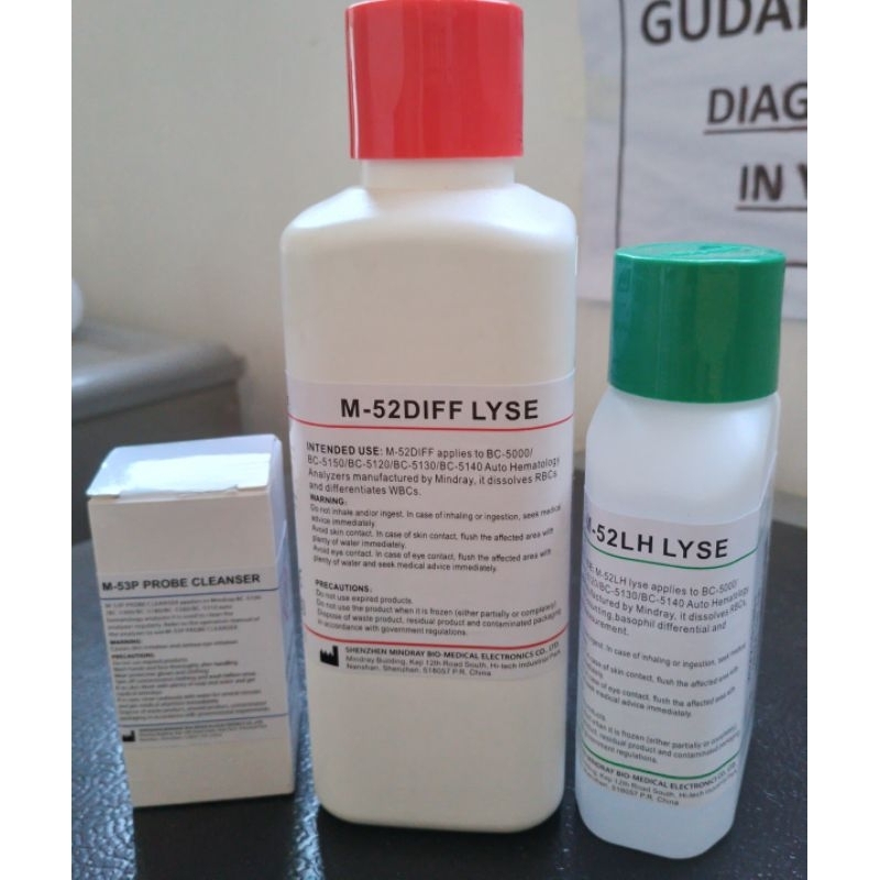 Paket Promo Reagen Hematology Mindray 5 diff M52/ diff lyse M-52, LH Lyse M-52, Probe Cleanser M-52