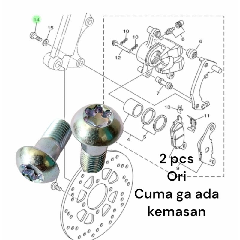 baut pegangan breket cakram mio sporty mio smile soul Fino Karbu ori