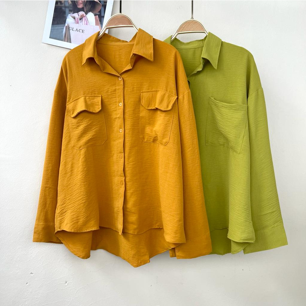 Kemeja Oversize Wanita Bahan Crinkle Airflow