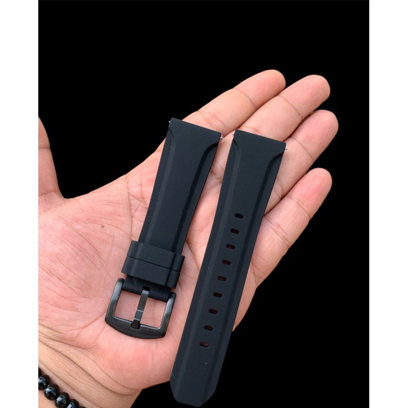 Strap tali jam tangan silicon lembut full hitam Size lug 24mm