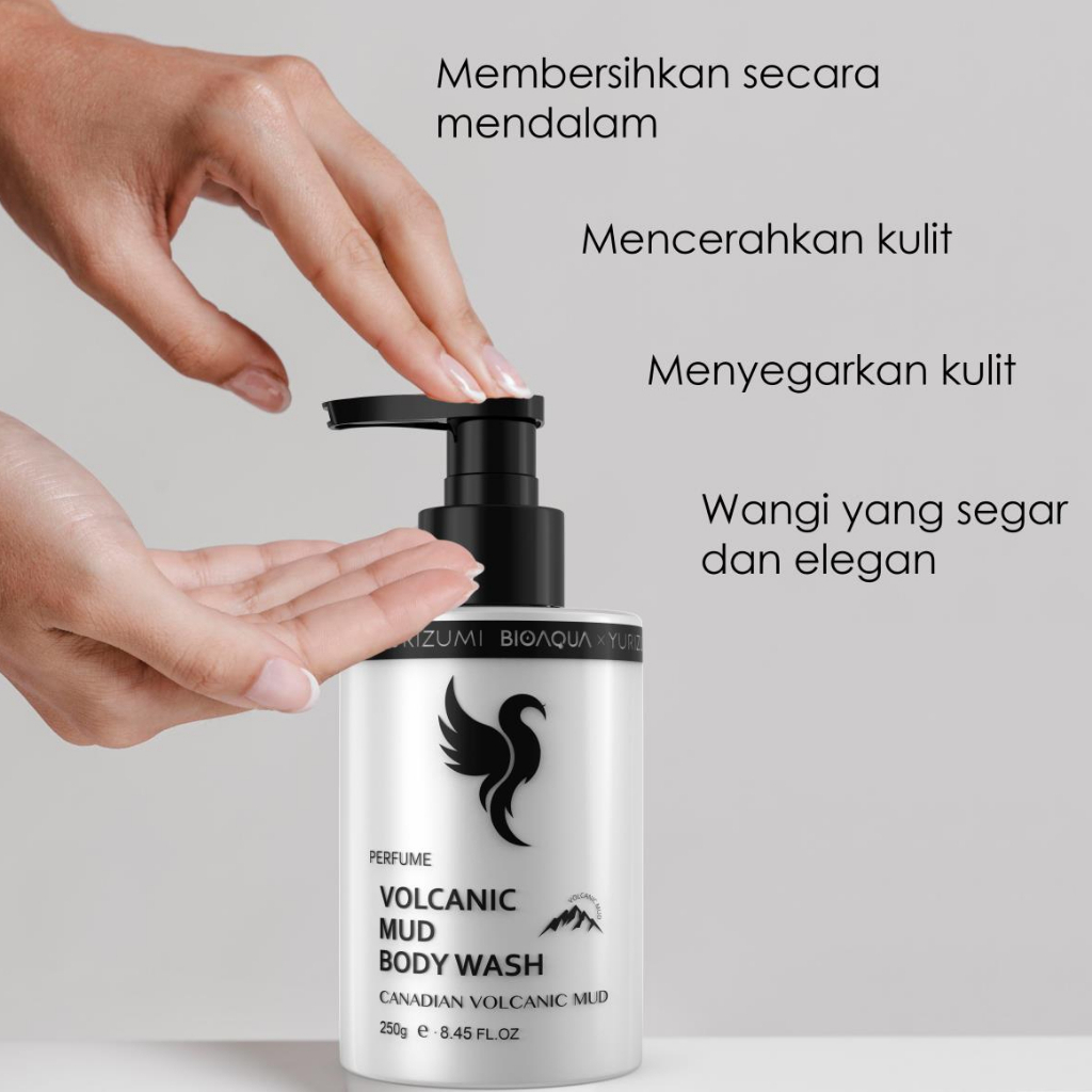 (BPOM) Yurizumi x Biaoqua Vulcanic Mud Body Wash Sabun Mandi Lumpur Vulkanik - Sabun Pemutih Badan 250ml