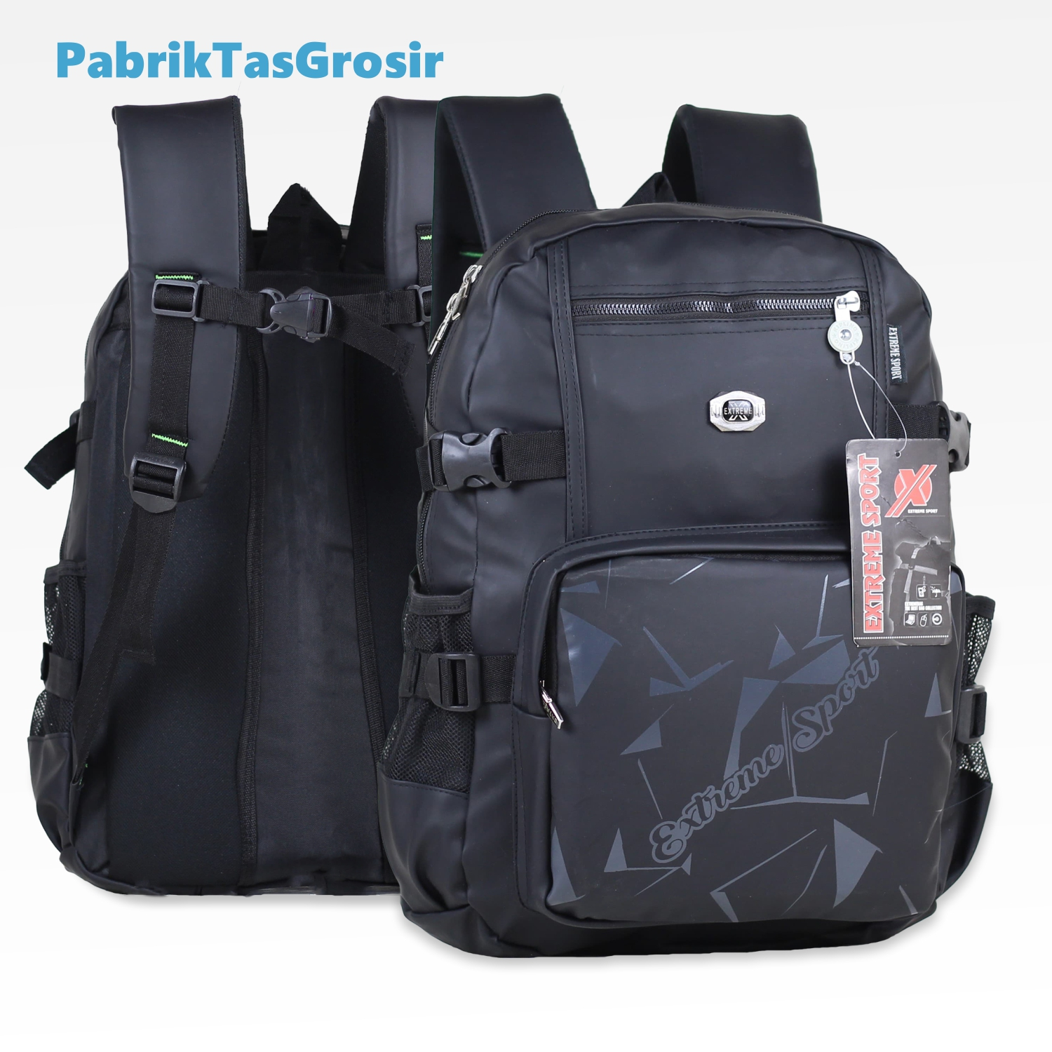 Tas Ransel Extreme Waterproof Water Resistant Tahan Air Outdoor Warna Hitam Backpack SMP SMA Kuliah Premium Bahan Import Terbaru Mat Laptop Bonus Raincover Tas Laptop In Kuat Beban Berat