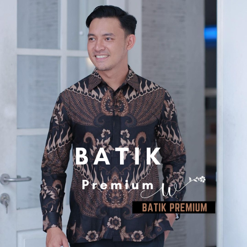 BATIK PRIA LENGAN PANJANG motif GARUDA HITAM Atasan Kemeja Batik Batik Pria size M L XL XXL