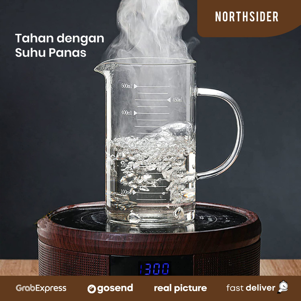 GELAS TAKAR KACA GLASS MEASURING JUG GELAS UKUR TUTUP BAMBU