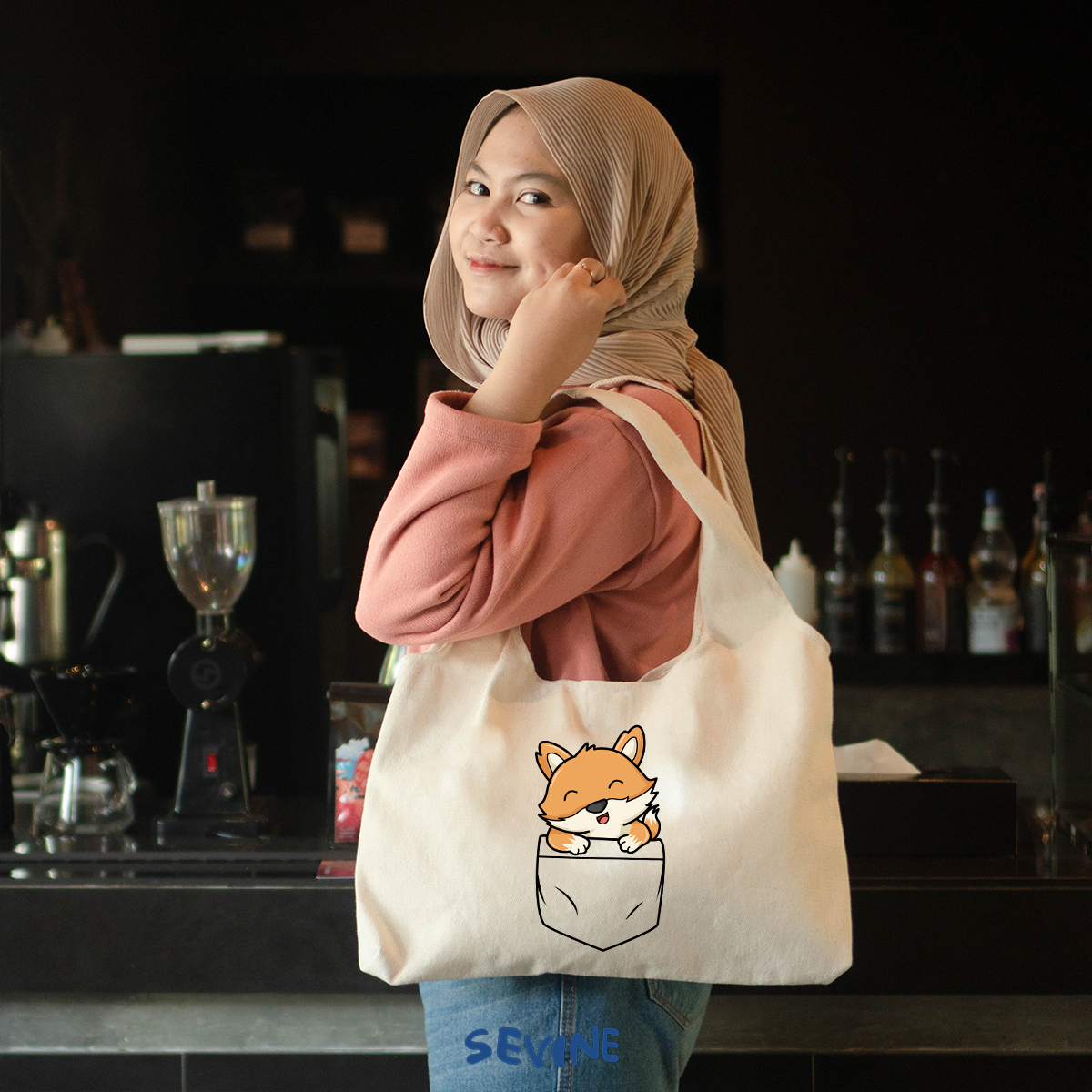 Sevine Tote Bag Kanvas Bonnie Tas Aesthetic Wanita Kuliah Fashion Laptop Sekolah Totebag Vintage Series - XD