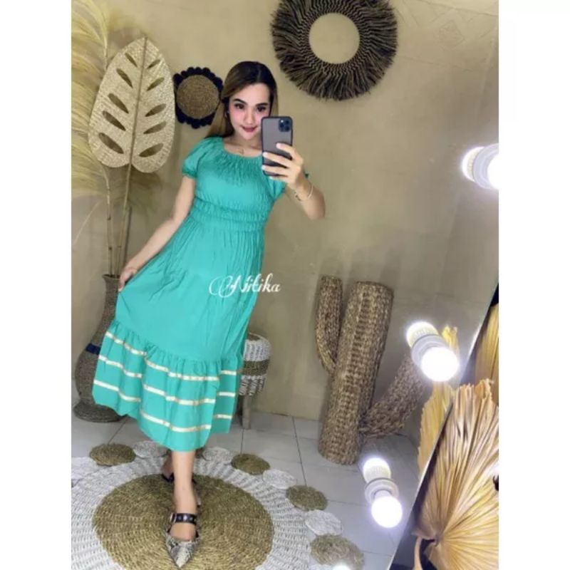 daster smok kerut dada polos semok list pita