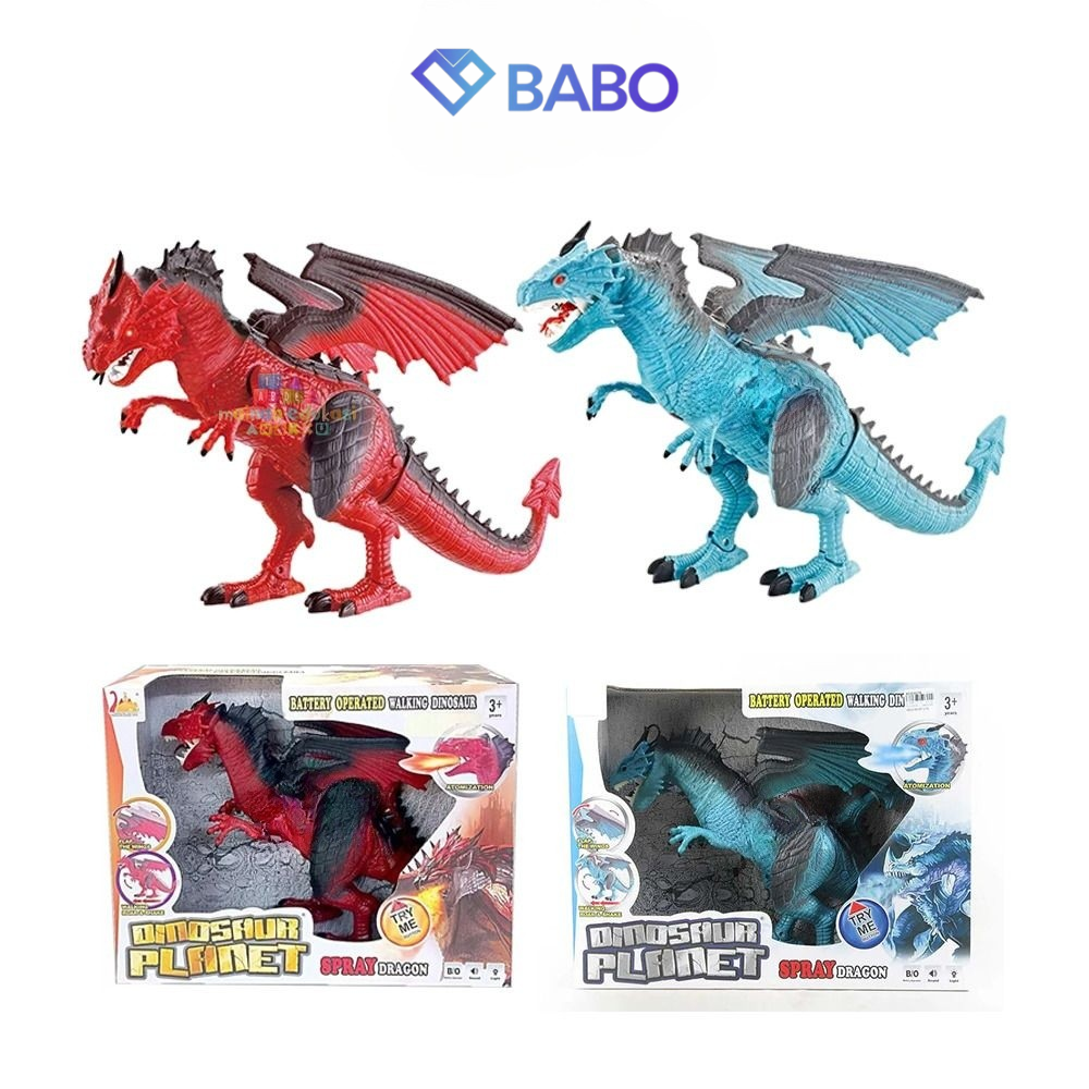 Dinosaur Planet Spray Dragon Remote Control Sound and Light Mainan Simulasi Robot Naga Hewan Purba B