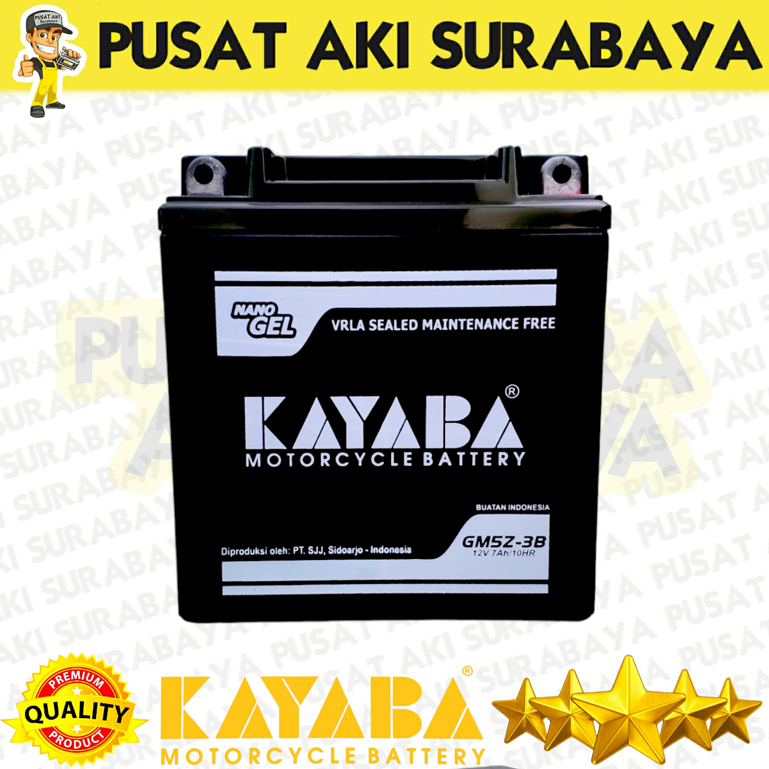 MURAH BERGARANSI KAYABA GM5Z GT6A 12V 7AH SEPEDA MOTOR MEGAPRO PRIMUS MIO SPORTY SHOGUN 110 LEGENDA MTX5AL YB5LB YT7C GT6A