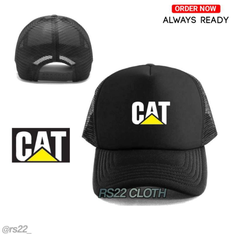Topi jaring premium/Topi trucker pria wanita logo CATERPILLAR