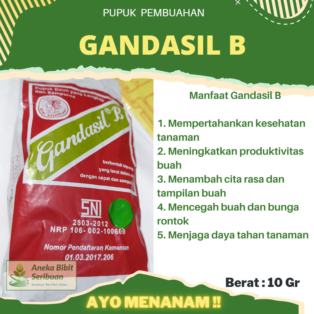 Pupuk Gandasil B Buah NPK Majemuk Fase Generatif Pembungaan Pembuahan - 10gr