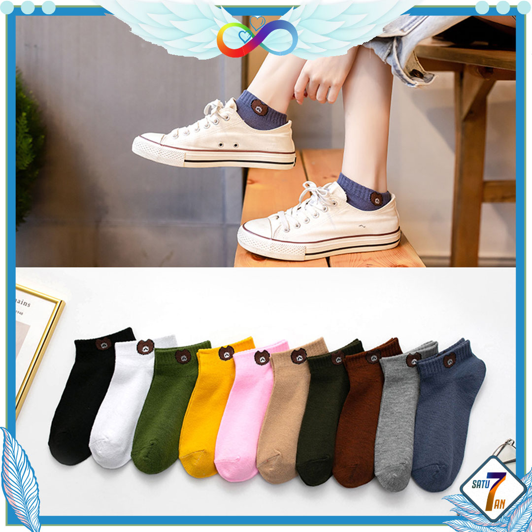 Kaos Kaki Ankle Unisex Kaos Kaki Pendek Motif Beruang Semata Kaki Dewasa Fashion Style Short Socks Satu7an KK18