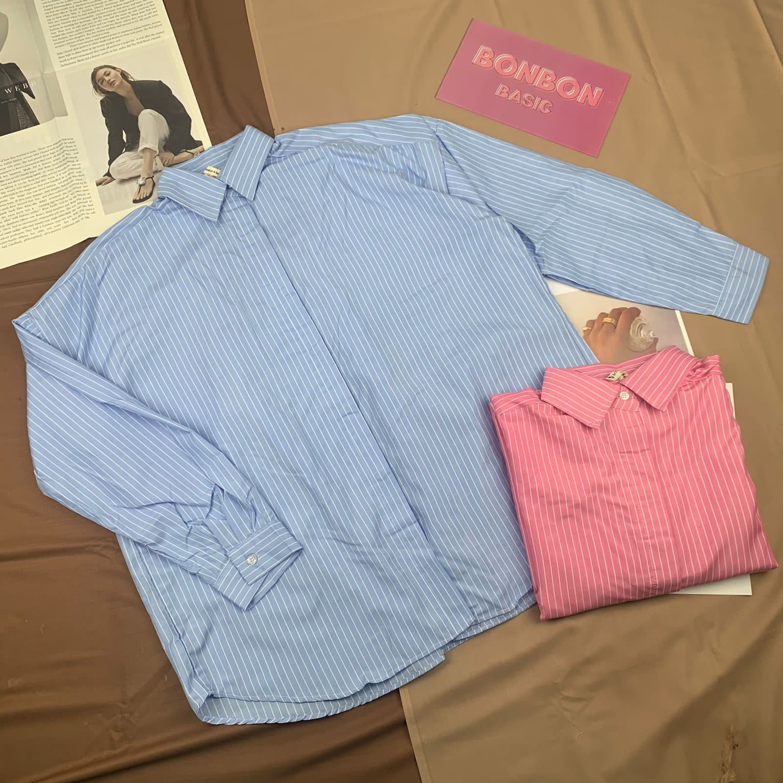 Kemeja Salur Oversize I Kemeja Salur Wanita I Kemeja Salur Wanita Lengan Panjang