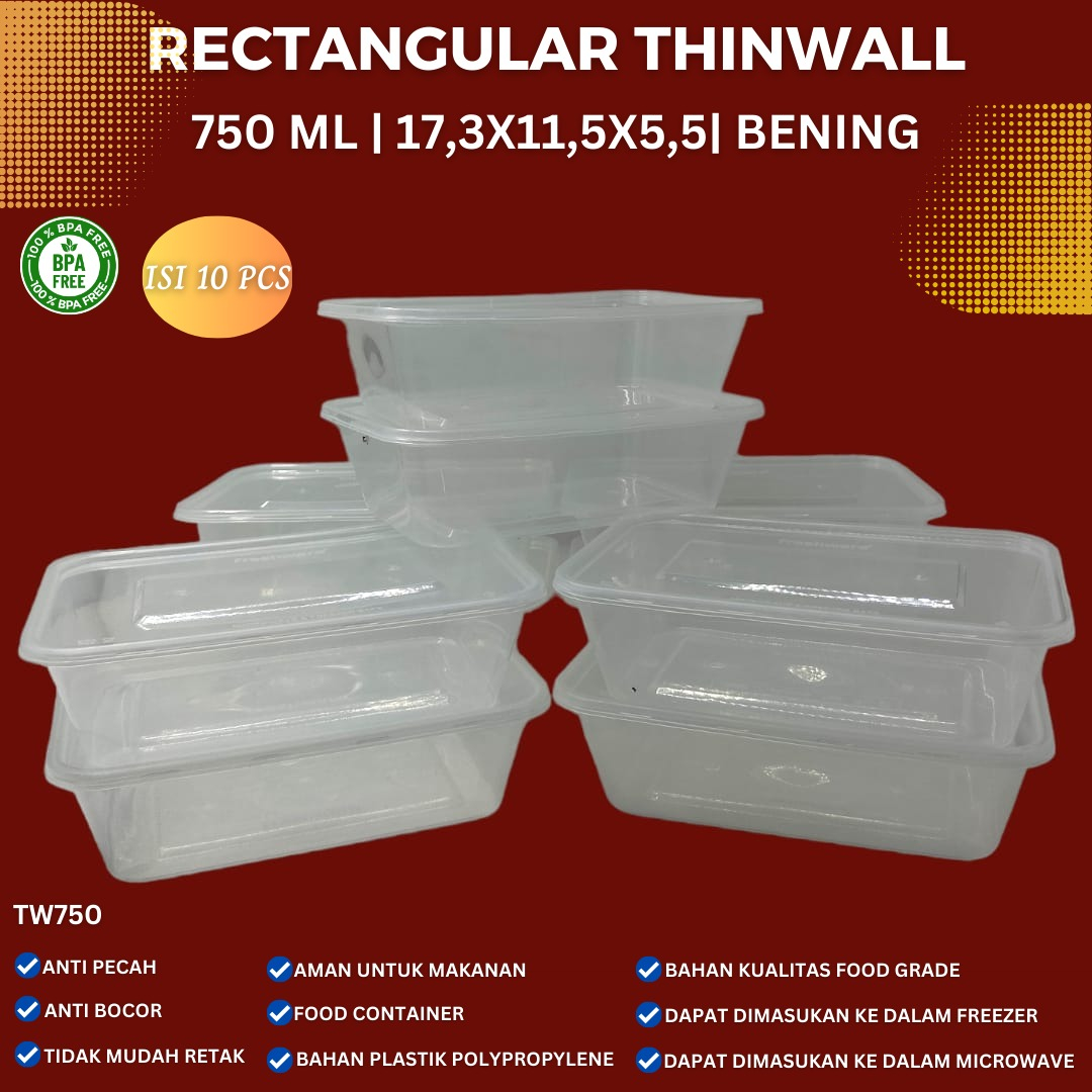 Thinwall 750 Ml Food Containe (Isi 10 Pcs-TW750)