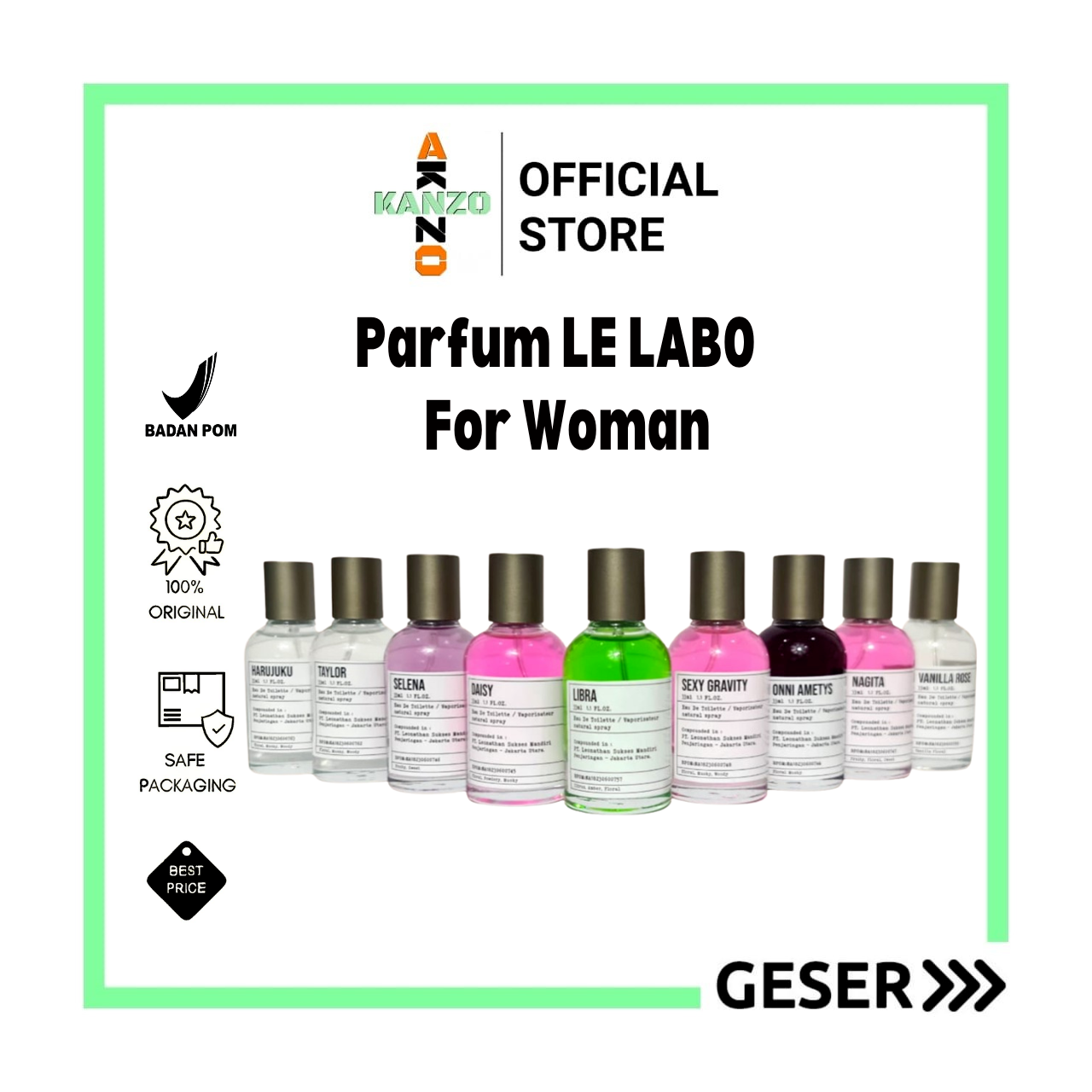 Kanzo - [BPOM] Parfum Lelabo 33ml Premium / Parfum Nagita Slavina 33ml Best Seller / Parfum Lelabo Barcarat 33ml Unisex