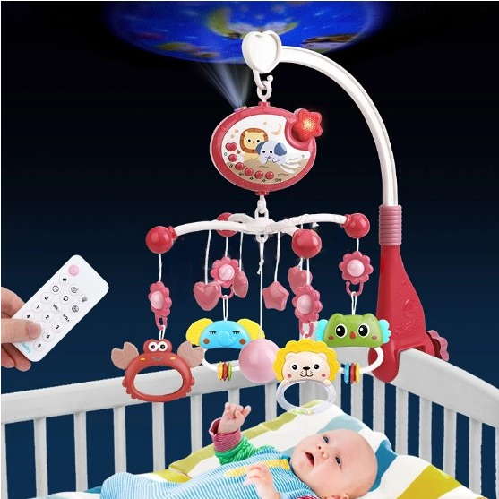 Crib Bell Toys Remote Control Rattle Bayi Mainan Kerincingan Bayi Mainan Bayi Newborn Mainan Bayi Gantung Putar