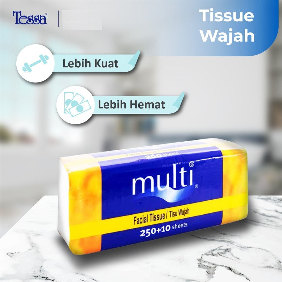 Tisu Tessa Multi 260 Sheets 2 Ply MP01 sheet / Facial Tissue 260s 2ply / Tisu wajah 260 sheet