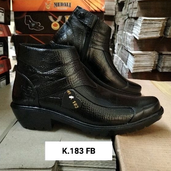 Sepatu kulit pria Boots Polri Tni security Asn sepatu kerja formal