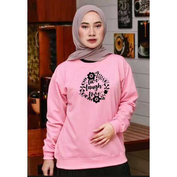 Kaos Lengan Panjang BUNGA LAUGH / Kaos Sweatshirt / Atasan Wanita / Atasan Wanita Lengan Panjang