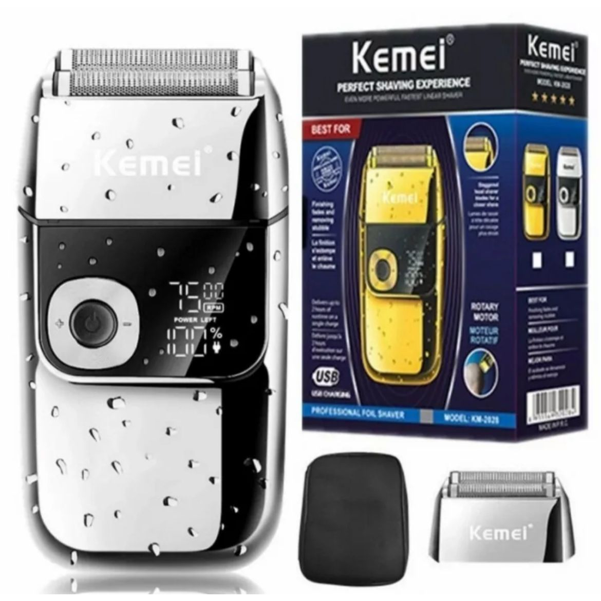 Hair Shaver Kemei KM 2028 Alat Cukur Jenggot Kumis Ketiak Barbershop - Gold