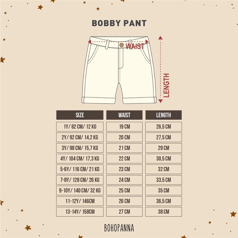 DINO AND BUNNY - BOBBY PANT Bohopanna - Celana Chino Pendek Anak Laki-Laki