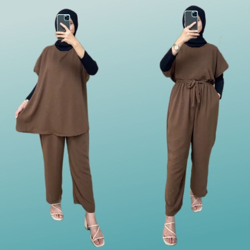 Setelan Baju Wanita Bahan Crinckle Ukuran All size