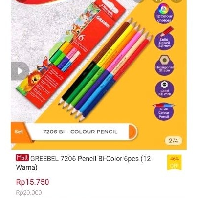 

Greebel 6 bi color pencils pensil warna