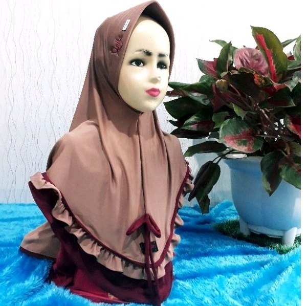 Hijab Anak ANITA IVY/ALFA/NAILA/AK 3/4/13/hitam/putih Bhn Jersey super umur 4-8/9thnan|termurah bs e