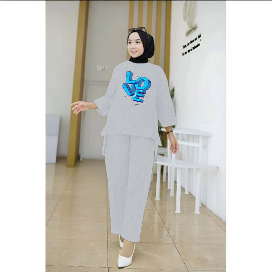 Setelan Tunik Muslim Love / Blouse Wanita