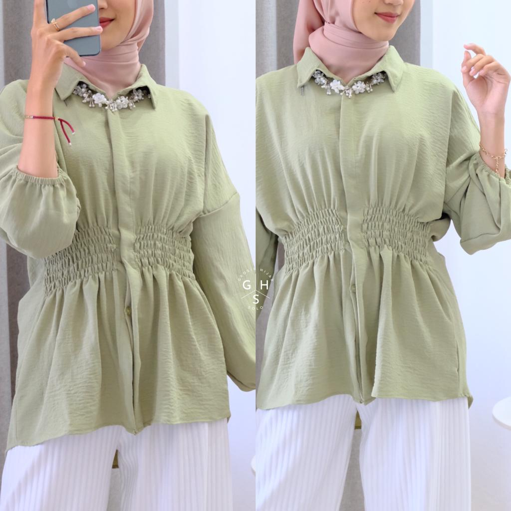 SAFWA KEMEJA KERUT BLOUSE BUSUI ATASAN WANITA CRINCLE AIRFLOW PREMIUM (MGA)