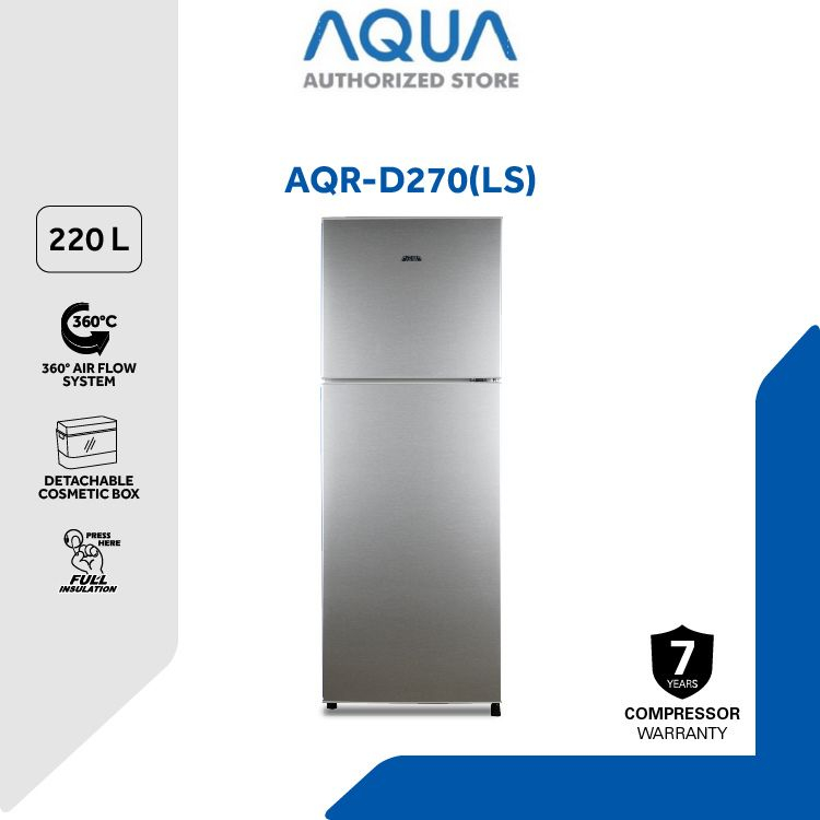 AQUA JAPAN AQR-D270(DS/LS) Kulkas 2 Pintu 220 Liter [Jabodetabek Only]