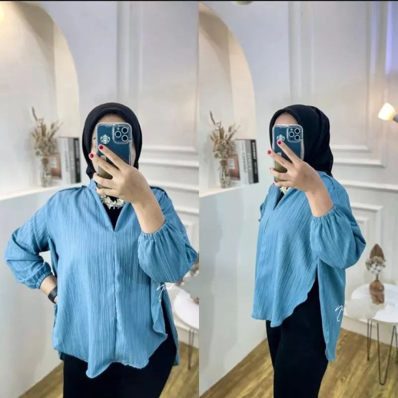 Kemeja Livia Blouse wanita Lady Crush // Kemeja Style Korea Polos Bestseller