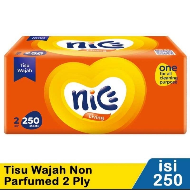 Tissue Wajah Nice Non Perfumed 2ply Tisu Nice Facial Tissue Nice 250 lembar 2ply Tisu Nice 250 lemba