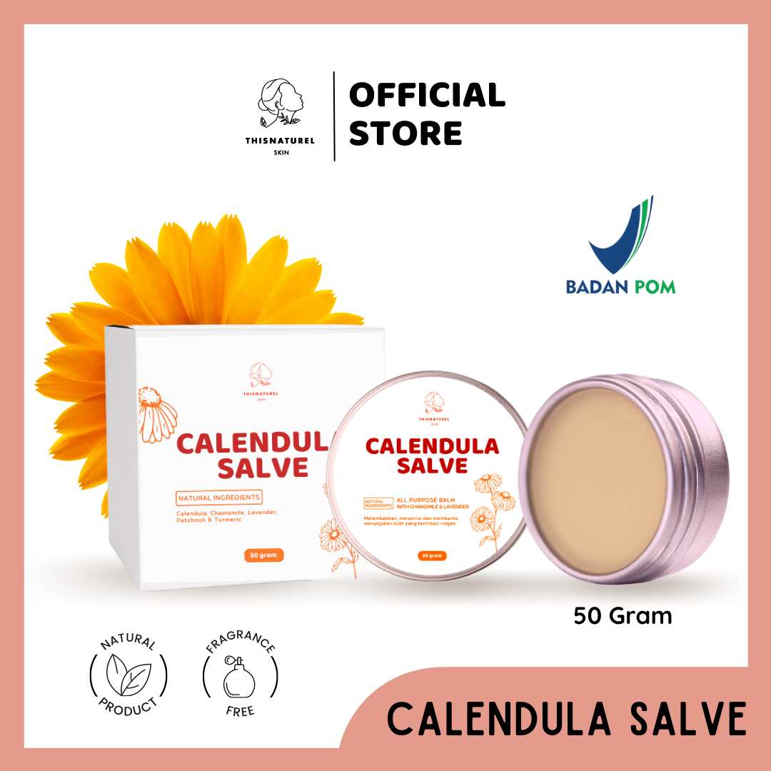 (BPOM) Calendula Healing Salve 50 gram - All Purpose Balm - 100% Pure Natural Herbal - Eksim gatal luka eczema dry skin ruam