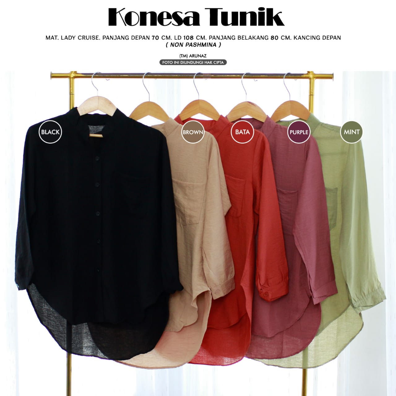 Luna Tunik Jumbo kemeja Blouse Atasan Muslim Wanita Original Produk By Nia Rumaisha