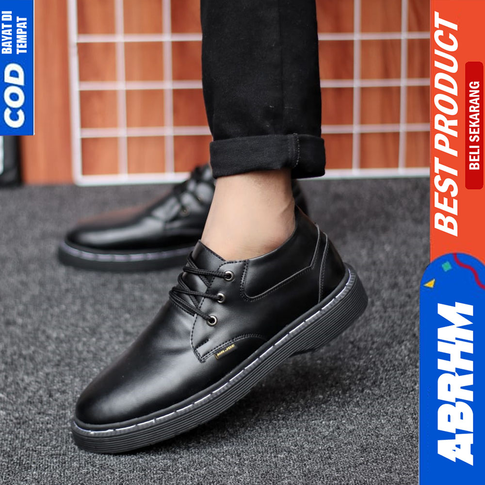 ABRHM Sepatu Docmart Formal Pantofel Kerja Casual Hitam Pria