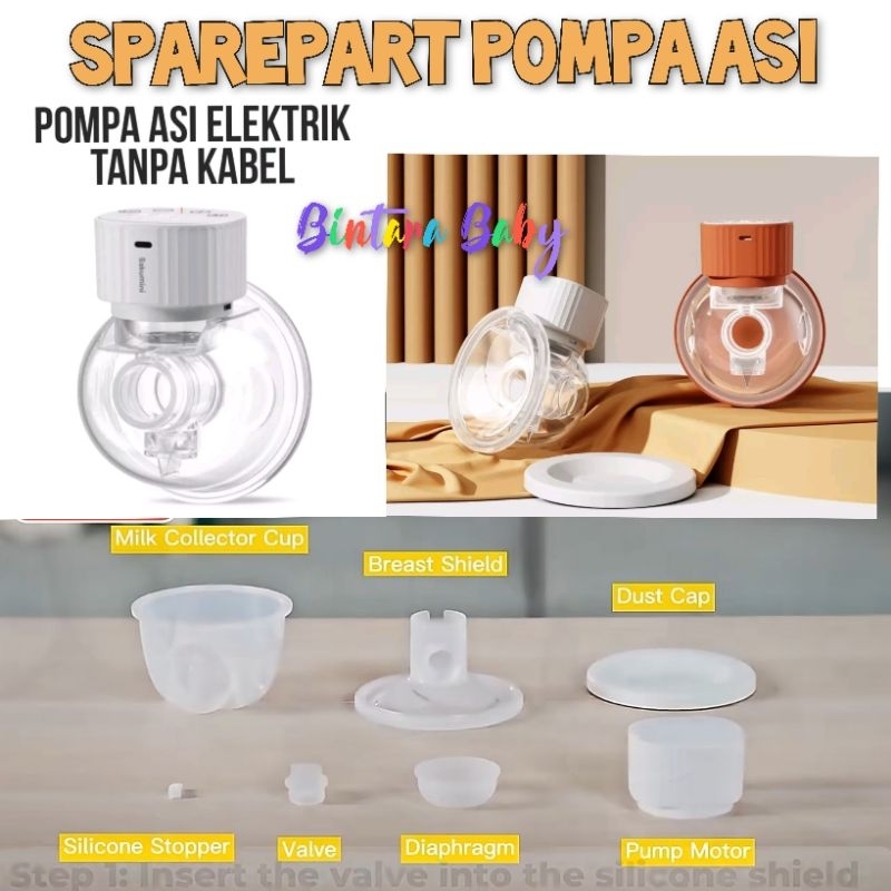 Sparepart Pompa Asi Elektrik M205 Tanpa Kabel seperti Sakumini, VBaby-care Handsfree Wireless Electric Breast Pump Valve Diaphragm Breas shield / Valve Sakumini Saku mini