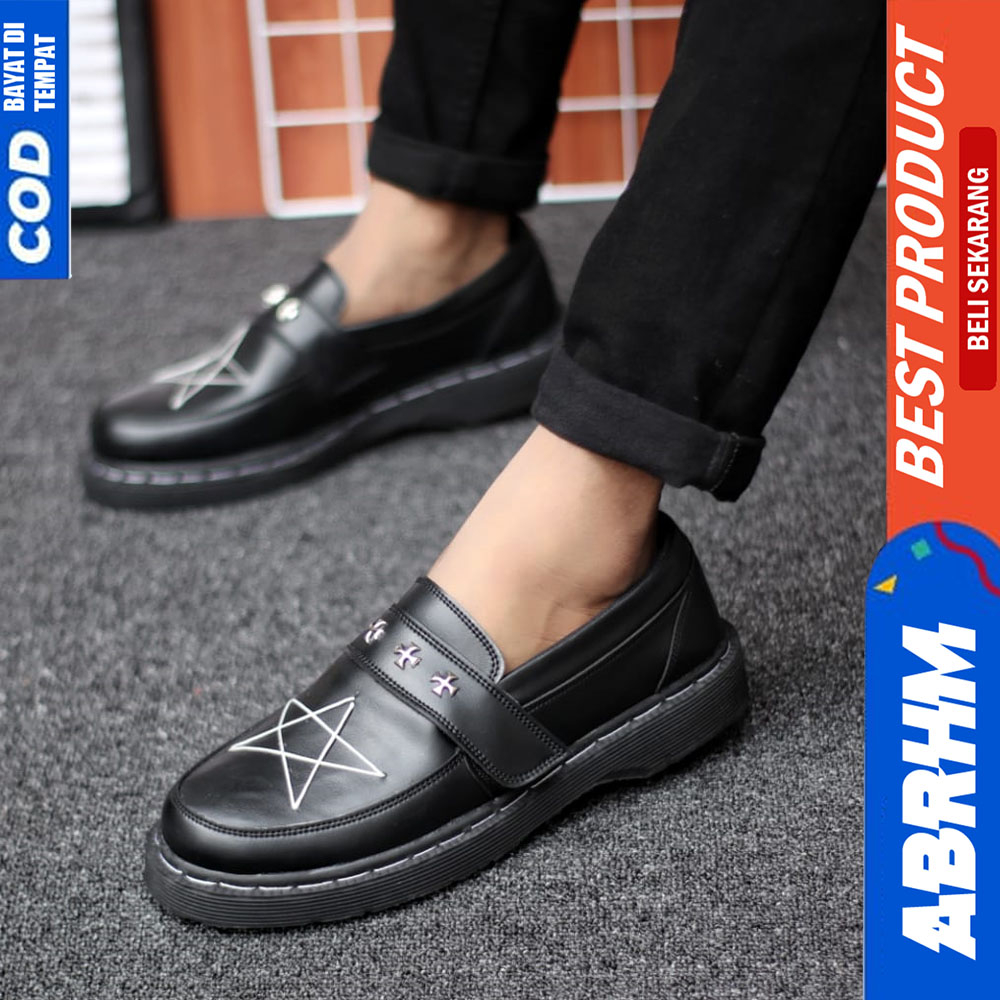 ABRHM Sepatu Loafers Pria Docmart Casual Formal Pantofel Kerja Pria Hitam